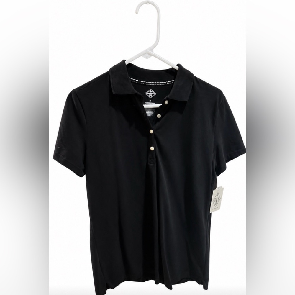 St. John's Bay Black Short Sleeve Polo Shirt